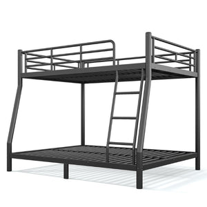 English Elm Twin XL Over Queen Steel Bunk Bed Heavy Duty Round Tube Frame for Teens and Adults Black W1580S00613