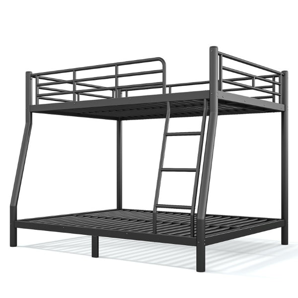 English Elm Twin XL Over Queen Steel Bunk Bed Heavy Duty Round Tube Frame for Teens and Adults Black W1580S00613