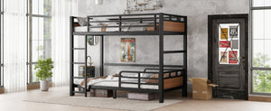 English Elm Twin Xl Separable Metal Bunk Bed Walnut Finish with Safety Rail and Platform Base W1580S00647