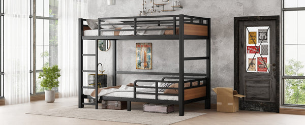 English Elm Twin Xl Separable Metal Bunk Bed Walnut Finish with Safety Rail and Platform Base W1580S00647
