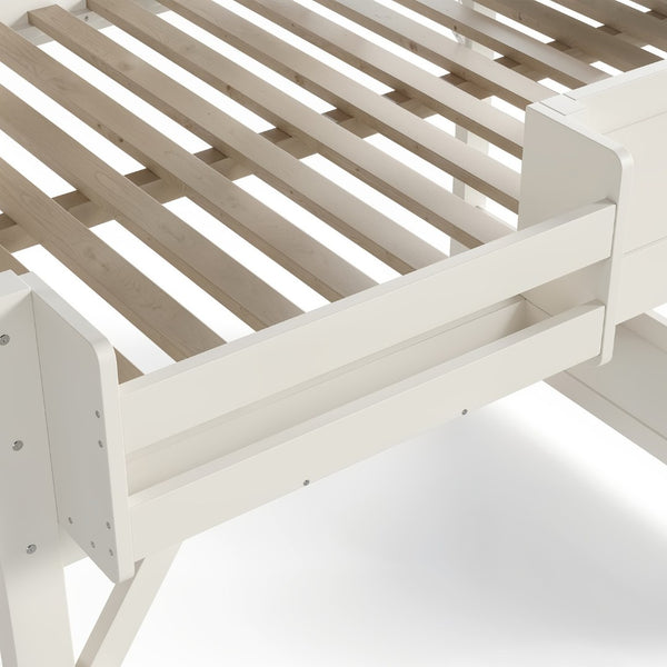 English Elm Full Size Pine Wood Loft Bed with Integrated Wardrobe Stairs and Guardrails for Kids W1580S00650