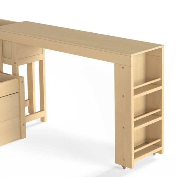 English Elm Twin Daybed with Trundle Desk and Shelves Pine Wood Frame Kids Study Sleep Station W1580S00666