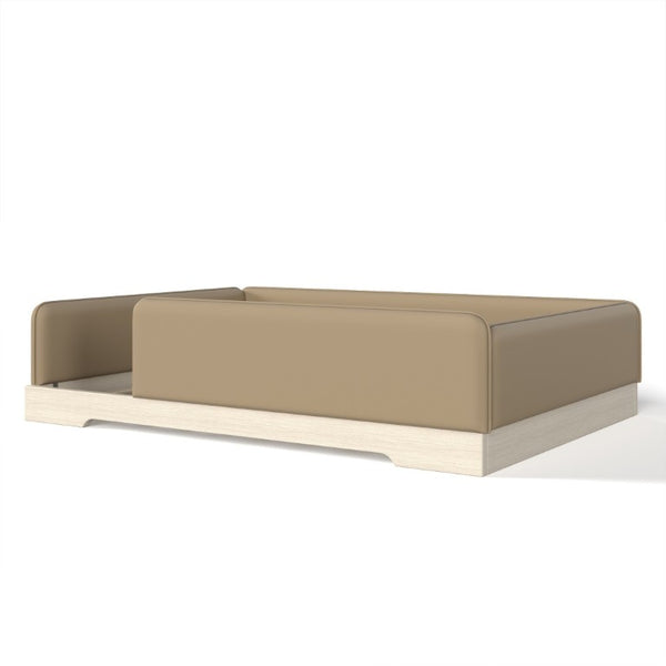English Elm Queen Montessori Floor Bed Padded Faux Leather Kids Platform with Removable Rails Brown W1580S00672