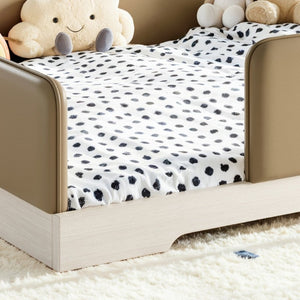 English Elm Queen Montessori Floor Bed Padded Faux Leather Kids Platform with Removable Rails Brown W1580S00672