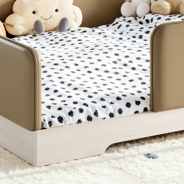 English Elm Queen Montessori Floor Bed Padded Faux Leather Kids Platform with Removable Rails Brown W1580S00672