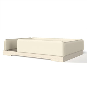 English Elm Queen Montessori Floor Bed Padded Faux Leather Kids Platform with Removable Rails Beige W1580S00673