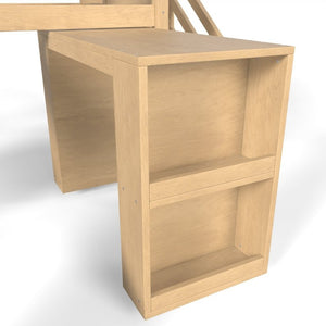 English Elm Twin House Frame Loft Bed Pine Wood with Stair Drawers Pull Out Desk Play Window Natural W1580S00679