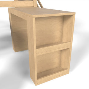 English Elm Full Playhouse Loft Bed Pine Frame with Pull Out Desk Stair Shelves and Drawers Natural W1580S00681