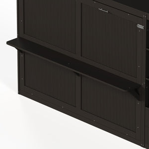 English Elm Queen Murphy Wall Bed with LED Lighting Charging Station and Storage for Studio Spaces Grey W1580S00730