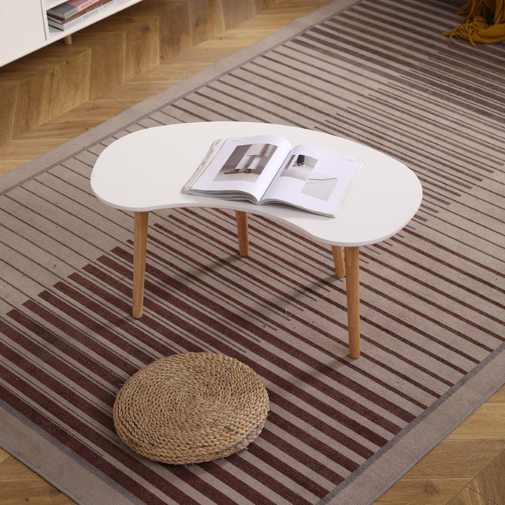 English Elm Nut Shaped Organic Silhouette Coffee Table with Solid Wood Legs for Modern Living W1581P144411