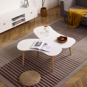 English Elm Nut Shaped Organic Silhouette Coffee Table with Solid Wood Legs for Modern Living W1581P144411