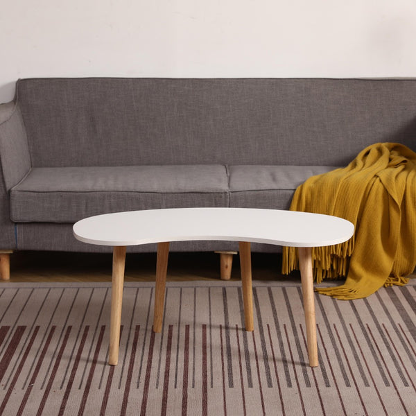 English Elm Nut Shaped Organic Silhouette Coffee Table with Solid Wood Legs for Modern Living W1581P144411