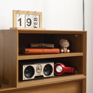 English Elm Antique Oak Entryway Bench Cabinet with Padded Seat and Sculpted 3d Edge Storage W1581P144418