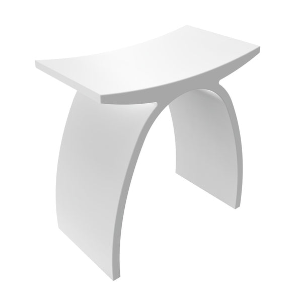 English Elm 14 Inch Stone Resin Arched Shower Stool Seamless Spa Design Matte White Waterproof W1613P512142
