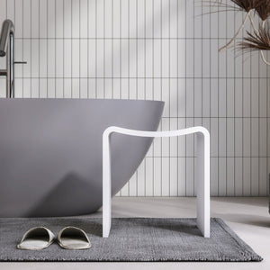 English Elm 15.7 Inch Solid Stone Resin Shower Stool Seamless Spa Bath Seat Matte Finish W1613P512235