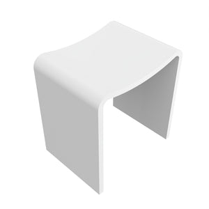 English Elm 15.7 Inch Solid Stone Resin Shower Stool Seamless Spa Bath Seat Matte Finish W1613P512235