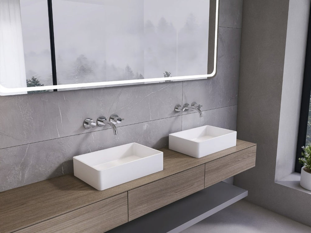 English Elm 19.68 Inch Artisan Concrete Above Counter Vessel Sink Matte Rectangular Bathroom Basin Matte White W1613P563093