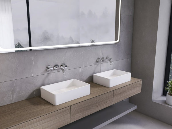 English Elm 19.68 Inch Artisan Concrete Above Counter Vessel Sink Matte Rectangular Bathroom Basin Matte White W1613P563093