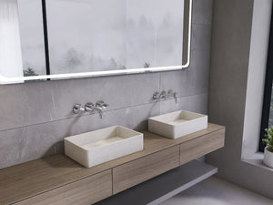 English Elm 19.68 Inch Artisan Concrete Above Counter Vessel Sink Matte Rectangular Bathroom Basin Beige+Grey W1613P563149
