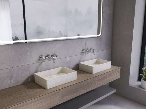 English Elm 19.68 Inch Artisan Concrete Above Counter Vessel Sink Matte Rectangular Bathroom Basin Beige+Grey W1613P563149