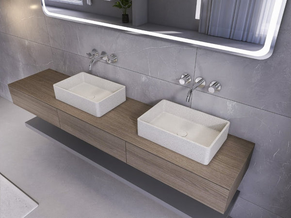 English Elm 19.68 Inch Artisan Concrete Above Counter Vessel Sink Matte Rectangular Bathroom Basin Beige+Grey W1613P563149