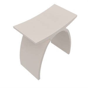 English Elm 16.5 Inch Sculptural Solid Surface Bathroom Stool Seamless Arched Spa Shower Seat Cream W1613P591185