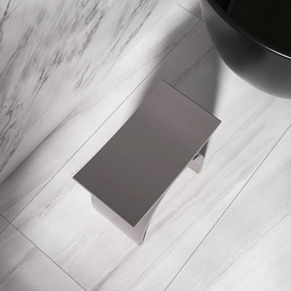 English Elm 16.5 Inch Sculptural Solid Surface Bathroom Stool Seamless Arched Spa Shower Seat Coffee W1613P591188