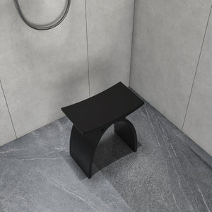English Elm 16.5 Inch Solid Surface Arch Bath Stool Sculptural Matte Spa Grade Waterproof Design Black 16.5 inches W1613P591190