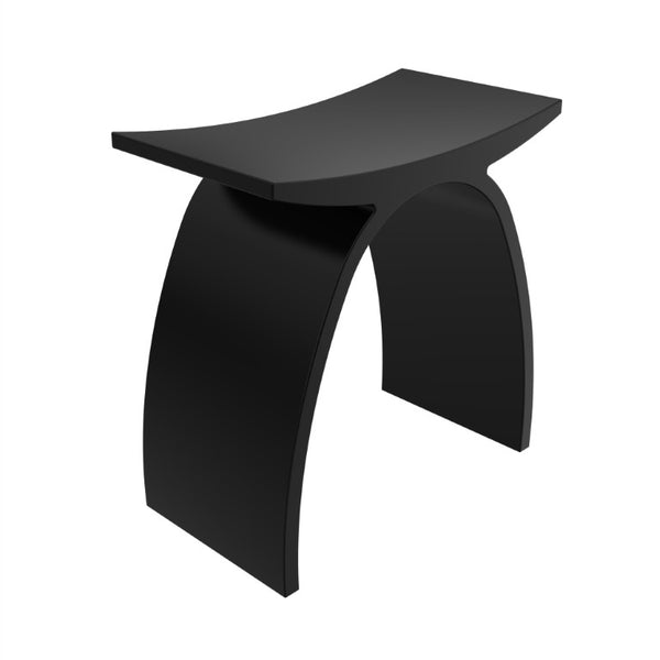English Elm 16.5 Inch Solid Surface Arch Bath Stool Sculptural Matte Spa Grade Waterproof Design Black 16.5 inches W1613P591190