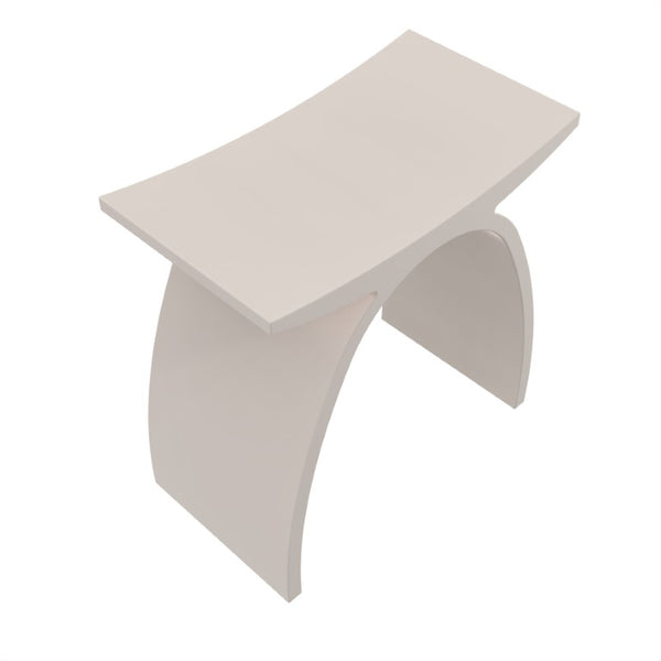 English Elm 16.5 Inch Solid Surface Arch Bath Stool Sculptural Matte Spa Grade Waterproof Design Cream 14 inches W1613P591215