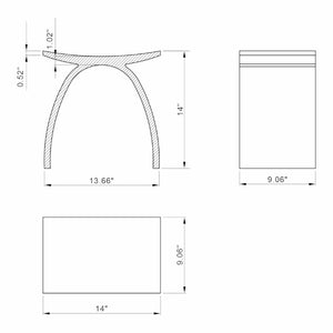 English Elm 16.5 Inch Solid Surface Arch Bath Stool Sculptural Matte Spa Grade Waterproof Design Cream 14 inches W1613P591215