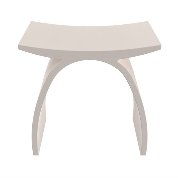 English Elm 16.5 Inch Solid Surface Arch Bath Stool Sculptural Matte Spa Grade Waterproof Design Cream 14 inches W1613P591215