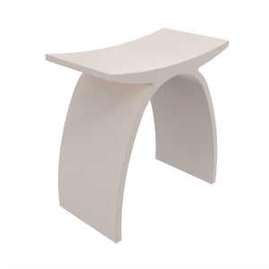 English Elm 16.5 Inch Solid Surface Arch Bath Stool Sculptural Matte Spa Grade Waterproof Design Cream 14 inches W1613P591215