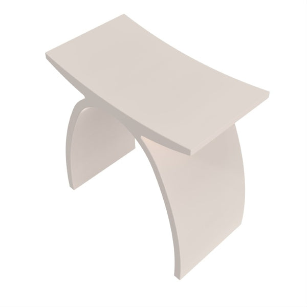 English Elm 16.5 Inch Solid Surface Arch Bath Stool Sculptural Matte Spa Grade Waterproof Design Cream 14 inches W1613P591215