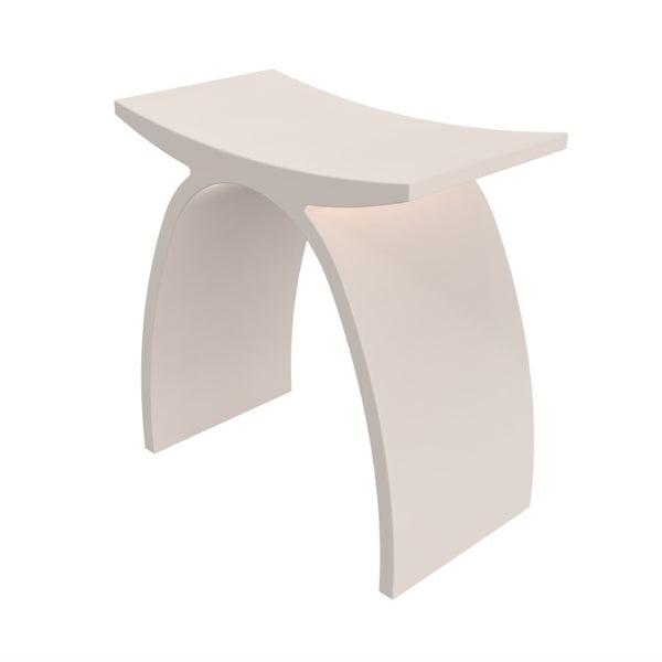 English Elm 16.5 Inch Solid Surface Arch Bath Stool Sculptural Matte Spa Grade Waterproof Design Cream 14 inches W1613P591215