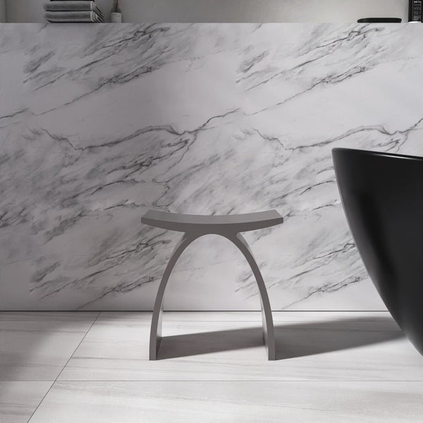 English Elm 16.5 Inch Solid Surface Arch Bath Stool Sculptural Matte Spa Grade Waterproof Design Coffee 14 inches W1613P591218