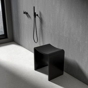 English Elm 15.7 Inch Solid Stone Resin Shower Stool Freestanding Matte Spa Bath Seat W1613P593489