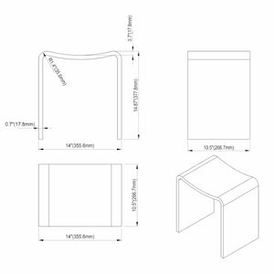 English Elm 14 Inch Solid Surface Stone Resin Shower Stool Spa Grade Waterproof Bath Seat Matte White W1613P603918