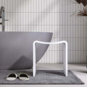 English Elm 14 Inch Solid Surface Stone Resin Shower Stool Spa Grade Waterproof Bath Seat Matte White W1613P603918