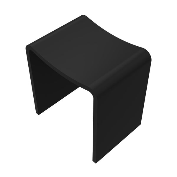 English Elm 14 Inch Solid Surface Stone Resin Shower Stool Spa Grade Waterproof Bath Seat Black W1613P603974