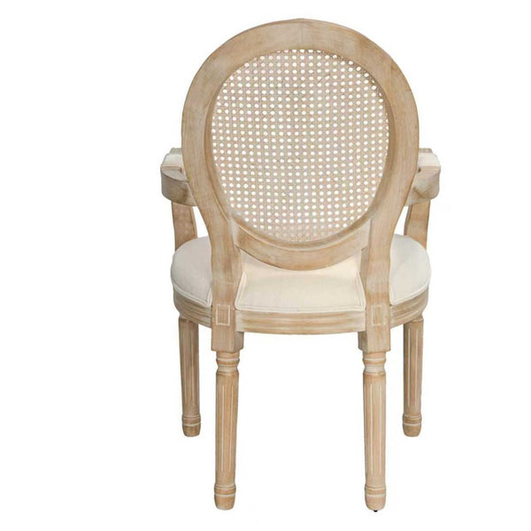 English Elm French Country Rattan Mesh Armchairs with Fluted Rubberwood Legs for Farmhouse Dining W1622P506515
