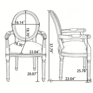 English Elm French Country Rattan Mesh Armchairs with Fluted Rubberwood Legs for Farmhouse Dining W1622P506515