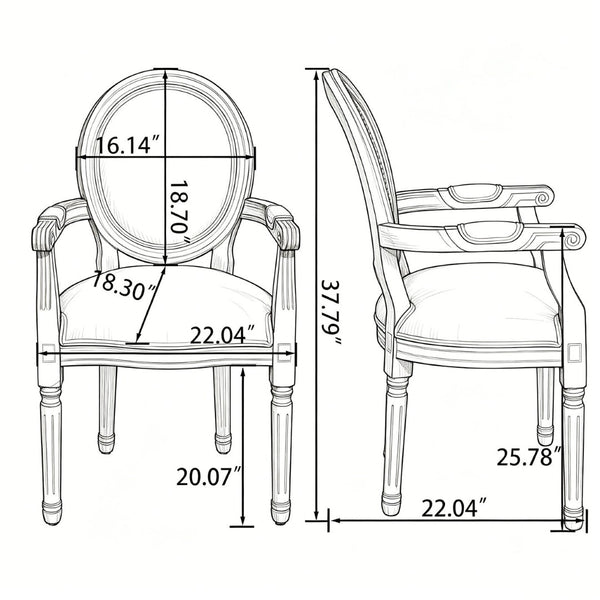 English Elm French Country Rattan Mesh Armchairs with Fluted Rubberwood Legs for Farmhouse Dining W1622P506515