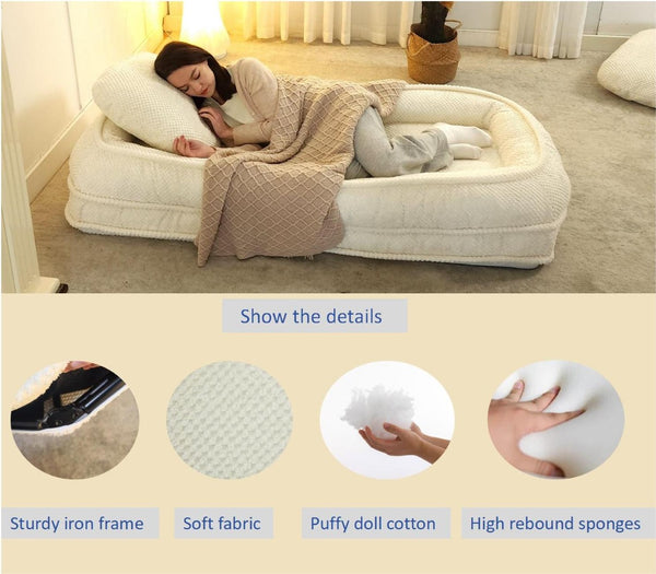 English Elm [video Provided] Foldable Floor Lounger with Five Locking Positions Plush Cotton Fill Living Room White W1628P146710