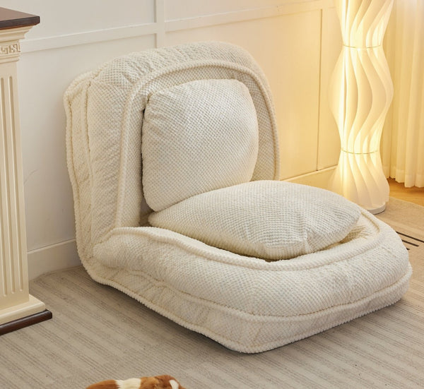 English Elm [video Provided] Foldable Floor Lounger with Five Locking Positions Plush Cotton Fill Living Room White W1628P146710