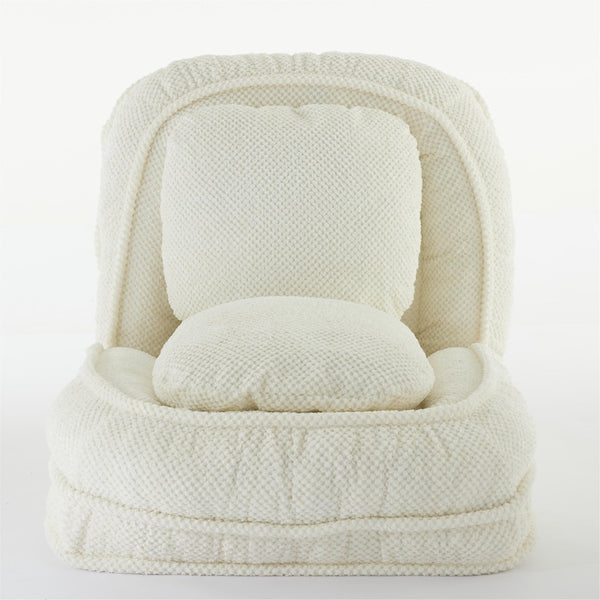 English Elm [video Provided] Foldable Floor Lounger with Five Locking Positions Plush Cotton Fill Living Room White W1628P146710