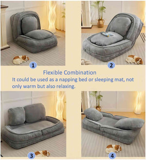 English Elm [video Provided] Foldable Floor Lounger with Five Locking Positions Plush Cotton Fill Living Room Gray W1628P146711