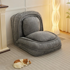 English Elm [video Provided] Foldable Floor Lounger with Five Locking Positions Plush Cotton Fill Living Room Gray W1628P146711
