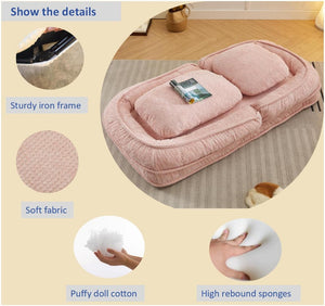 English Elm [video Provided] Foldable Floor Lounger with Five Locking Positions Plush Cotton Fill Living Room Pink W1628P146713