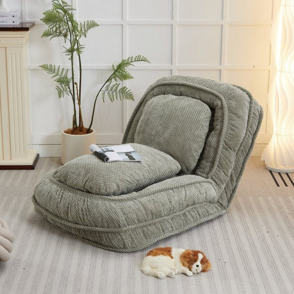 English Elm [video Provided] Foldable Floor Lounger with Five Locking Positions Plush Cotton Fill Living Room Green W1628P187574